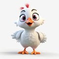 Cute White Chicken: 3d Animated Character With Anime-inspired Design