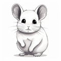 Cute White Chinchilla Drawing: Caricature-like Illustration With Clean And Sharp Inking