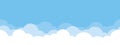 Cute white cloud on bright blue sky bottom border seamless pattern. Royalty Free Stock Photo