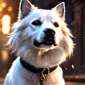 Cute white color dog, brave looking. Generative AI