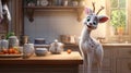 Cute White Deer In Pixar Kitchen Soft And Romantic Animated Scene