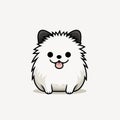 Cute White Dog In Kawaii Art Style: A Playful And Minimalistic Design