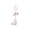 Cute White Easter Bunny, Funny Rabbit Cartoon Character Vector Illustration Royalty Free Stock Photo