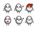 Cute white egg characters vector illustration Royalty Free Stock Photo