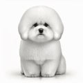 Cute white fluffy dog breed bichon portrait close-up, isolated on white,