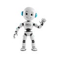 Cute white friendly robot character waving hand isolated on white background Royalty Free Stock Photo