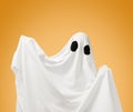 Cute white ghost on Halloween holiday.