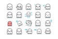 Cute White Ghost Sticker Character Vector Set with Multiple Expressions Royalty Free Stock Photo