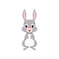 Cute white hare, lovely animal cartoon character front view vector Illustration