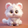 Cute White Kittie 2d Texture: Rendered In Cinema4d Concept Art Royalty Free Stock Photo