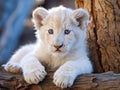 Cute white lion cub in Beograd zoo  Made With Generative AI illustration Royalty Free Stock Photo