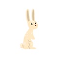 Cute white little bunny, funny rabbit cartoon character vector Illustration on a white background Royalty Free Stock Photo