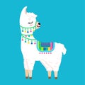 Cute white llama with closed eyes