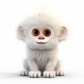 Cute White Monkey Baby - 3d Render With Fluffy Fur