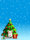 Cute white mouse ang fir tree vert Royalty Free Stock Photo