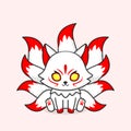 Cute white nine tailed fox mascot Royalty Free Stock Photo