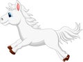 Cute white pony horse cartoon running