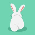 cute white rabbit back view. rabbit in flat cartoon style. graphic vector illustration. Royalty Free Stock Photo