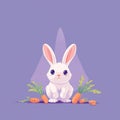 Cute white rabbit with carrots Royalty Free Stock Photo