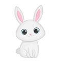 Cute white rabbit in cartoon style Royalty Free Stock Photo