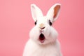 Cute white rabbit with impressed expression isolated on pink background - Wallpaper 2