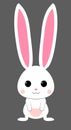 Cute white rabbit with pink snout. isolated vector