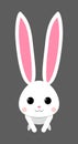 Cute white rabbit with pink snout. isolated vector