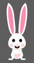 Cute white rabbit with pink snout. isolated vector