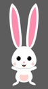 Cute white rabbit with pink snout. isolated vector