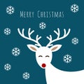 Cute white reindeer Christmas greeting card
