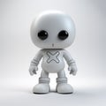 Cute White Robotic Doll With X - 3d Plastic Cartoon