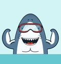 Cute White Shark Strong cartoon