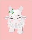 cute white sheep with a flower Royalty Free Stock Photo