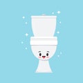 Cute white smilling toilet bowl character vector icon.