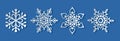 Cute white snowflakes collection, vector clipart