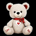 Cute white teddy bear with love you on feet