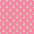 Cute white teddy bear pattern on pink background. Royalty Free Stock Photo