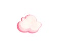 Cute white watercolor cloud. Watercolour pink cloud objects isolated on white background for your design: textile