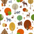 Vector autumn woodland seamless pattern.