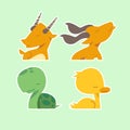 Cute wild animals set including deer, deer, turtles and ducks. Safari jungle animals vector. Woodland animal illustration Royalty Free Stock Photo