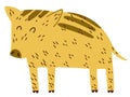 Cute wild boar forest animal. Hand drawn doodle vector illustration. Royalty Free Stock Photo