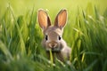 Cute bunny in tall grass