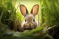 Small bunny in tall grass