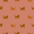 Cute wild cheetah cat seamless pattern abstract characters. Hand drawn cute design vector texture.