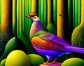 Cute wild pheasant - AI generated art