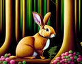 Cute wild rabbit - AI generated art Royalty Free Stock Photo