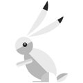Cute wild rabbit icon, flat vector illustration isolated on white background. Forest camp. Royalty Free Stock Photo