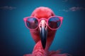 flamingo animal feather hipster tropical bird pink summer party sunglasses. Generative AI. Royalty Free Stock Photo