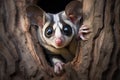 Portrait of cute wild sugar glider in tree Royalty Free Stock Photo