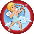 Cute winged cupid with bow and arrow